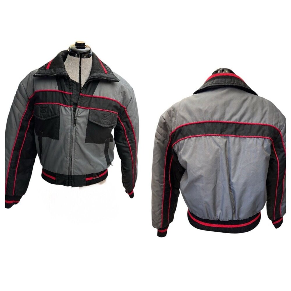 Vtg Yamaha Maxim Wear Women Sz Lg Nylon Jacket Coat Snowmobile Ski Gray Black